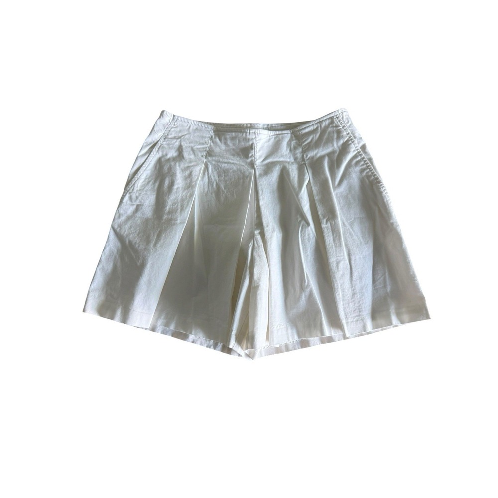 Anthropologie Maeve Pleated Shorts Size 2 White High Waist Cotton Stretch